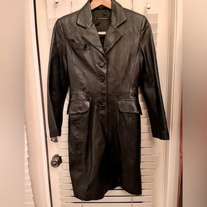 Mackage women black leather coat jacket size S